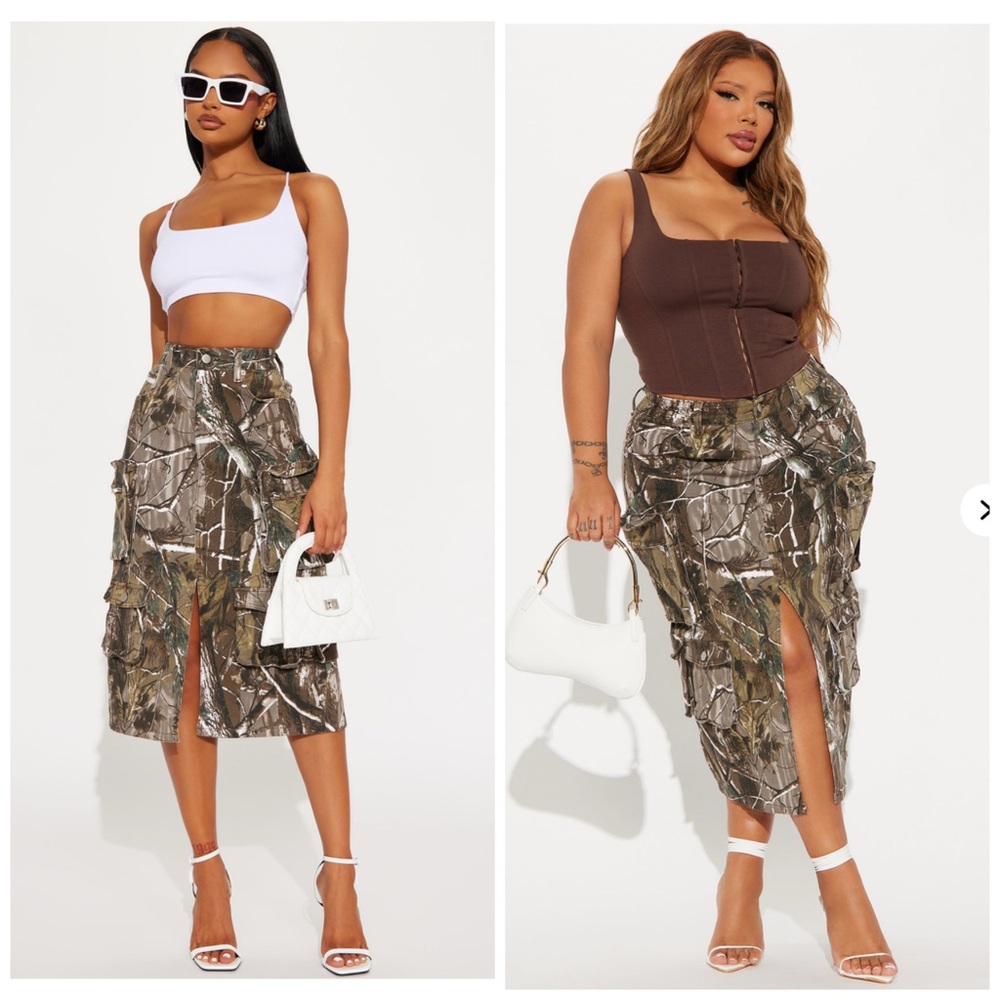 Fashion Nova Brown Tan Bubble Midi Skirt